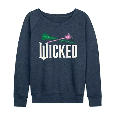Air Waves Wicked Icon Logo Womens Boat Neck Long Sleeve Wicked Graphic T-shirt In Animal Print