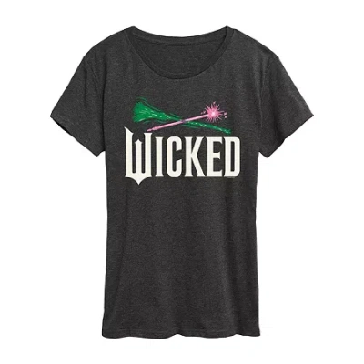 Air Waves Wicked Icon Logo Womens Crew Neck Short Sleeve Wicked Graphic T-shirt In Black