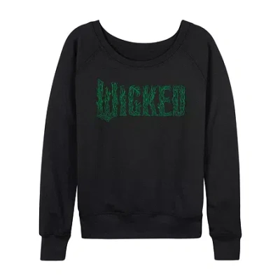 Air Waves Wicked Logo Womens Boat Neck Long Sleeve Regular Fit Wicked Graphic T-shirt In Multi