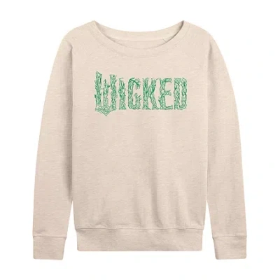Air Waves Wicked Logo Womens Boat Neck Long Sleeve Regular Fit Wicked Graphic T-shirt In Multi