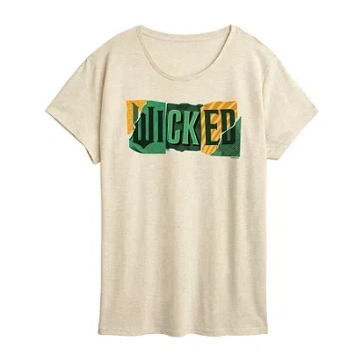 Air Waves Wicked Logo Womens Crew Neck Short Sleeve Regular Fit Wicked Graphic T-shirt In Neutral