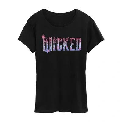 Air Waves Wicked Logo Womens Crew Neck Short Sleeve Wicked Graphic T-shirt In Black