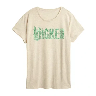 Air Waves Wicked Logo Womens Crew Neck Short Sleeve Wicked Graphic T-shirt In Sand