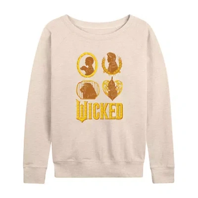 Air Waves Wicked oz Group Womens Boat Neck Long Sleeve Regular Fit Wicked Graphic T-shirt In Sand