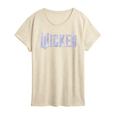 Air Waves Wicked Sparkle Logo Womens Scoop Neck Short Sleeve Regular Fit Wicked Graphic T-shirt In White
