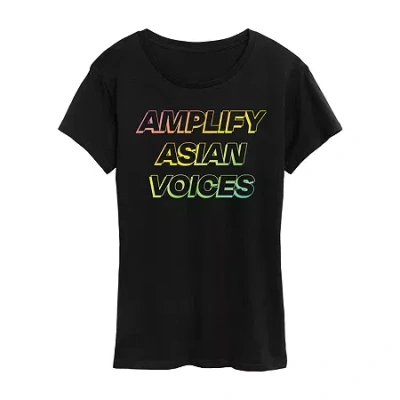 Air Waves Womens Crew Neck Short Sleeve Regular Fit Barbie Graphic T-shirt In Black
