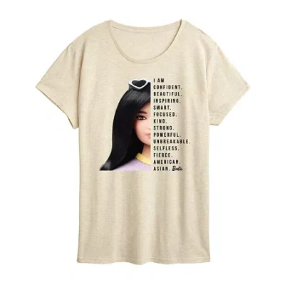 Air Waves Womens Crew Neck Short Sleeve Regular Fit Barbie Graphic T-shirt In Neutral