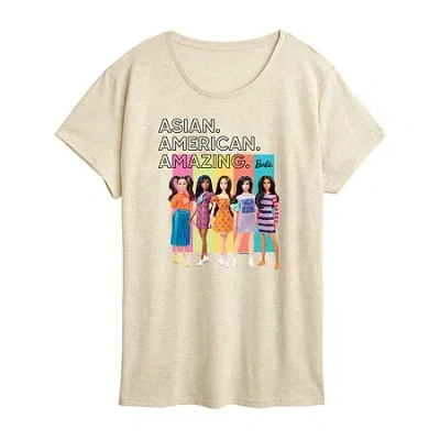 Air Waves Womens Crew Neck Short Sleeve Regular Fit Barbie Graphic T-shirt In Neutral