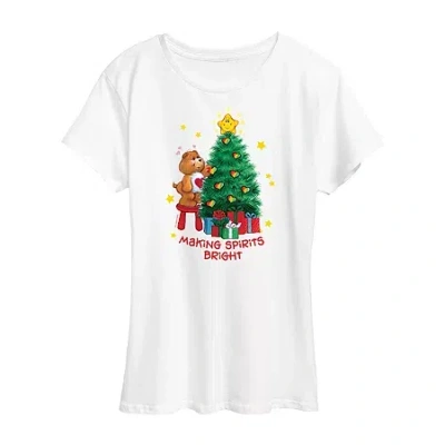 Air Waves Womens Crew Neck Short Sleeve Regular Fit Care Bears Graphic T-shirt In White