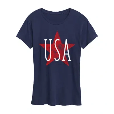 Air Waves Womens Crew Neck Short Sleeve Regular Fit Graphic T-shirt In Blue