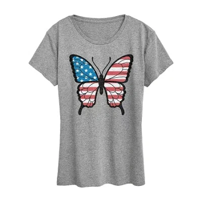 Air Waves Womens Crew Neck Short Sleeve Regular Fit Graphic T-shirt In Gray