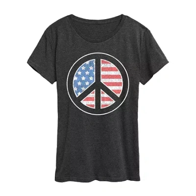Air Waves Womens Crew Neck Short Sleeve Regular Fit Graphic T-shirt In Black