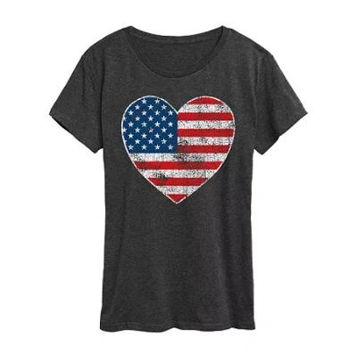 Air Waves Womens Crew Neck Short Sleeve Regular Fit Graphic T-shirt In Gray