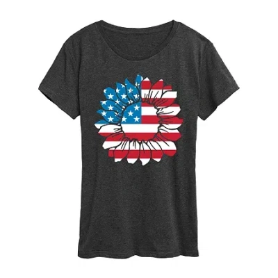 Air Waves Womens Crew Neck Short Sleeve Regular Fit Graphic T-shirt In Gray