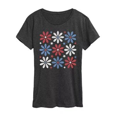 Air Waves Womens Crew Neck Short Sleeve Regular Fit Graphic T-shirt In Gray