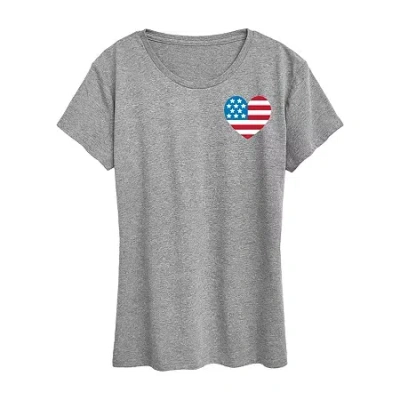 Air Waves Womens Crew Neck Short Sleeve Regular Fit Graphic T-shirt In Gray