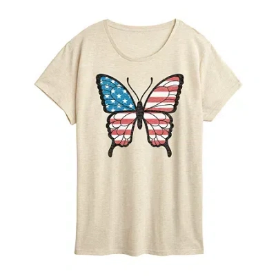Air Waves Womens Crew Neck Short Sleeve Regular Fit Graphic T-shirt In Neutral