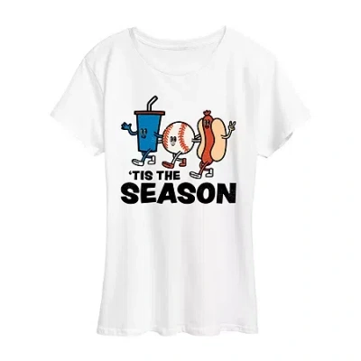 Air Waves Womens Crew Neck Short Sleeve Regular Fit Graphic T-shirt In White