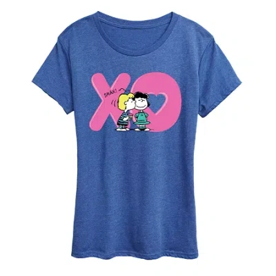 Air Waves Xo Schroeder Lucy Womens Scoop Neck Short Sleeve Classic Fit Peanuts Graphic T-shirt In Blue