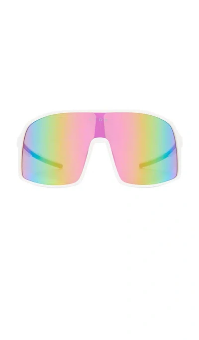 Aire Blazars Sunglasses In White & Rainbow Mirror