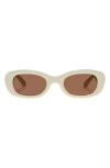 Aire Calisto Oval Sunglasses In Ivory/cream Beige
