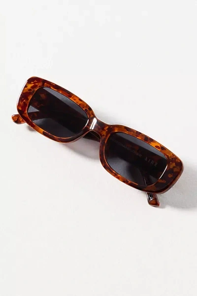 Aire Ceres Slim Rectangle Sunglasses In Brown