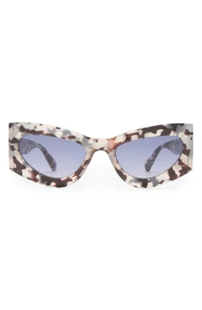 Aire Electra 49mm Small Cat Eye Sunglasses In Charcoal Tort/smoke Grad