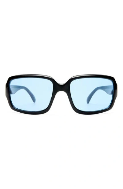 Aire Ignite 52mm Rectangular Sunglasses In Black/sky Blue Tint