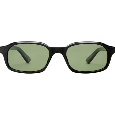 Aire Kinetic 49mm Polarized Small Rectangle Sunglasses In Black/green Mono Polarized