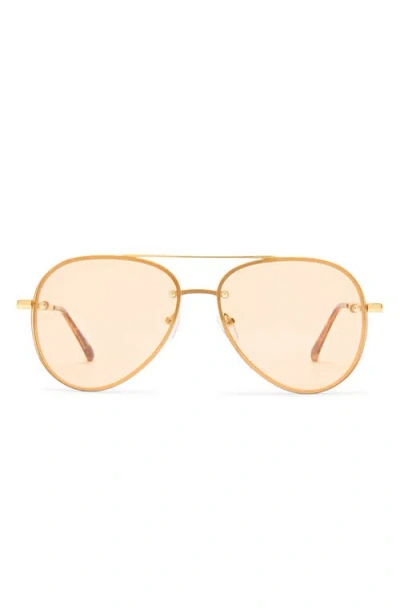 Aire Mirzam 60mm Aviator Sunglasses In Bright Gold/hazel Tint