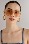 Aire Mirzam 60mm Aviator Sunglasses In Gold/brown Mono