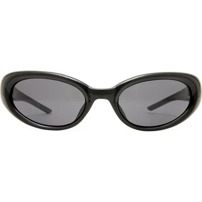 Aire Nimbus 57mm Small Oval Sunglasses In Black/smoke Mono