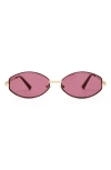 Aire Objective Slim Oval Metal Sunglasses In Pink