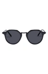 Aire Taures 47mm Round Sunglasses In Black / Smoke Mono
