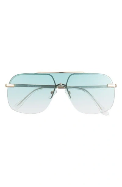 Aire Venatici 137mm Aviator Sunglasses In Gold/teal Grad