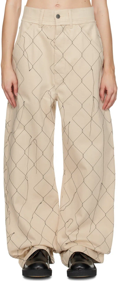 Airei Beige Embroidered Jeans In Natural 2