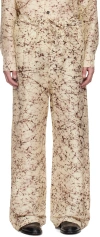 AIREI BEIGE PRINTED TROUSERS