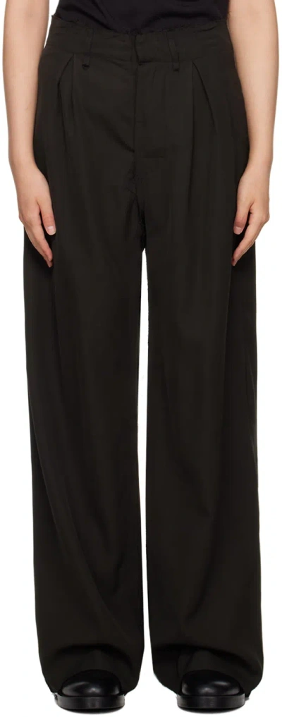 Airei Black Pleated Trousers In Vintage Black