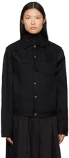 Airei Black Stitched Denim Jacket In Black