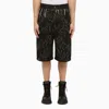 AIREI AIREI | BLACK WASHED DENIM BERMUDA SHORTS WITH EMBROIDERY