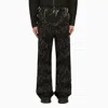 AIREI BLACK WASHED DENIM JEANS WITH EMBROIDERY