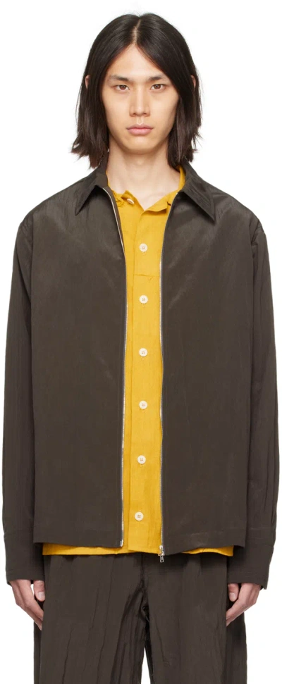 Airei Brown Crinkle Jacket In Vintage Black