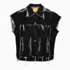 Airei Black Washed Denim Waistcoat With Wear And Tear In Black