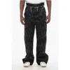 Airei Embroidered Straight Leg Jeans With Frayed Details 30cm In Black