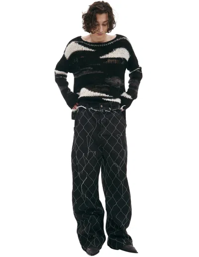 Airei Jeans With Asymmetrical Threads In Black