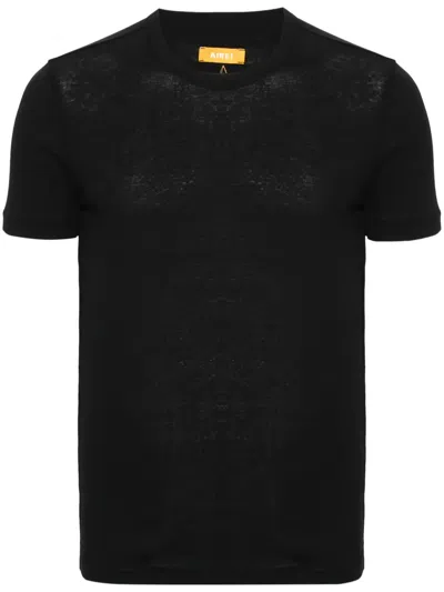 Airei Logo-embroidered T-shirt In Black
