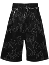 Airei Flame-embroidered Denim Shorts In Black