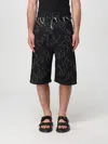 Airei Flame-embroidered Denim Shorts In 黑色