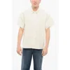 Airei Short Sleeved Shirt With Raw Cut Edge In White