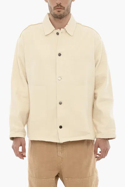 Airei Solid Color Lightweight Cotton Overshirt In Beige